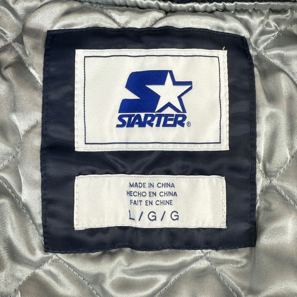 Rare STARTER NEW YORK YANKEES double sided Navy / Gray satin snap bomber jacket - Picture 9 of 16